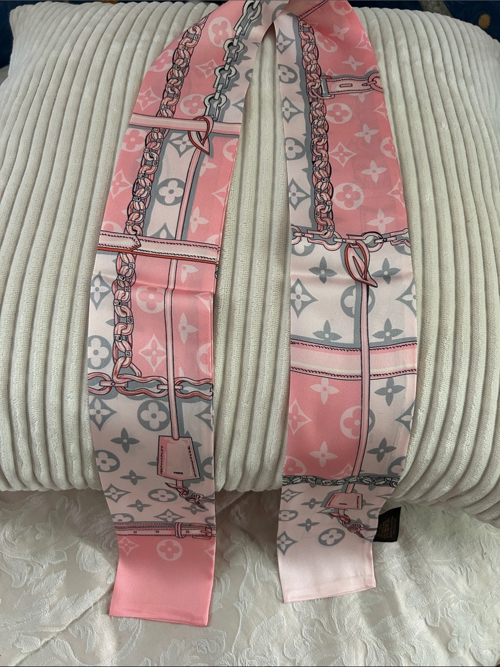 Pink Silk Feeling Double Sided Twilly or Scarf.